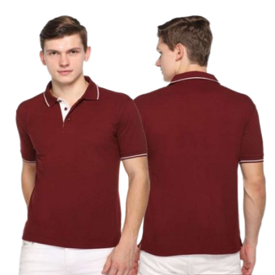 Polo T-Shirt Maroon With White