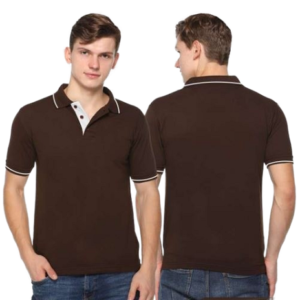 Polo T-shirt Brown With White