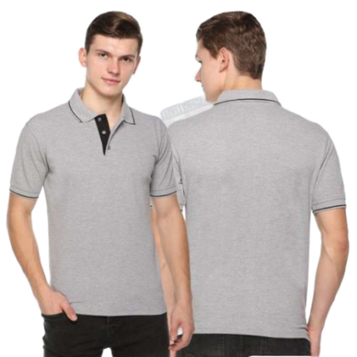 Polo T-shirt Grey Melange With Black