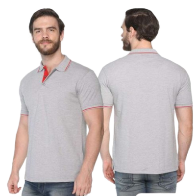 Polo T-shirt Grey Melange with Red