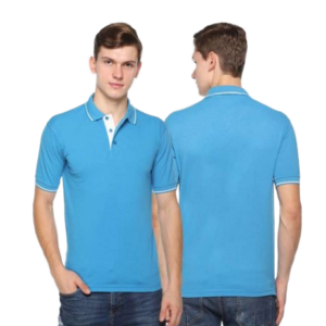 Polo T-shirt Turquoise Blue with White