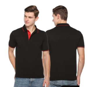 Polo T-shirt black with red