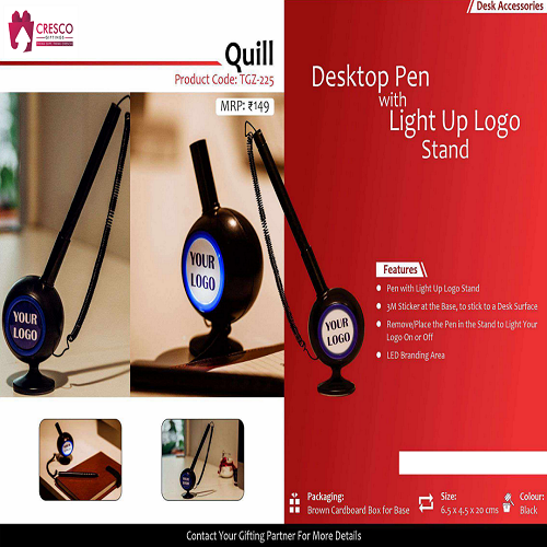 Desktop Pen with light up logo stand - Quill