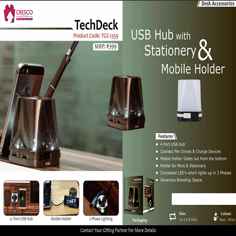 USB Hub with stationery and mobile holder - Teckdeck